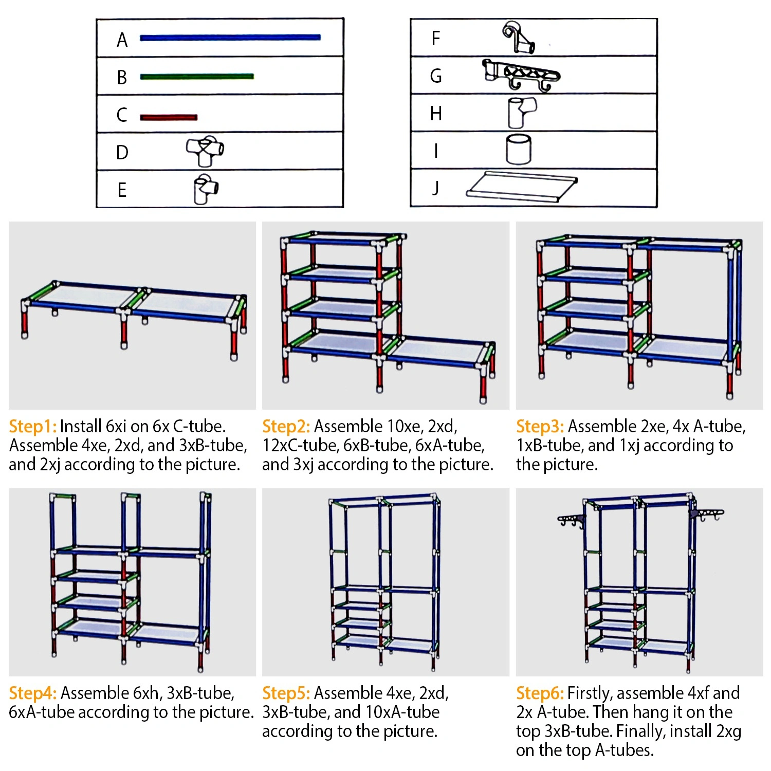 66.1x42.1x14.2in Perfect 4 layers of shelves Closet Organizing rack, weight capacity of the hanging rod and the fabric rack reaches up to 33lbs and 11lbs separately. view 8