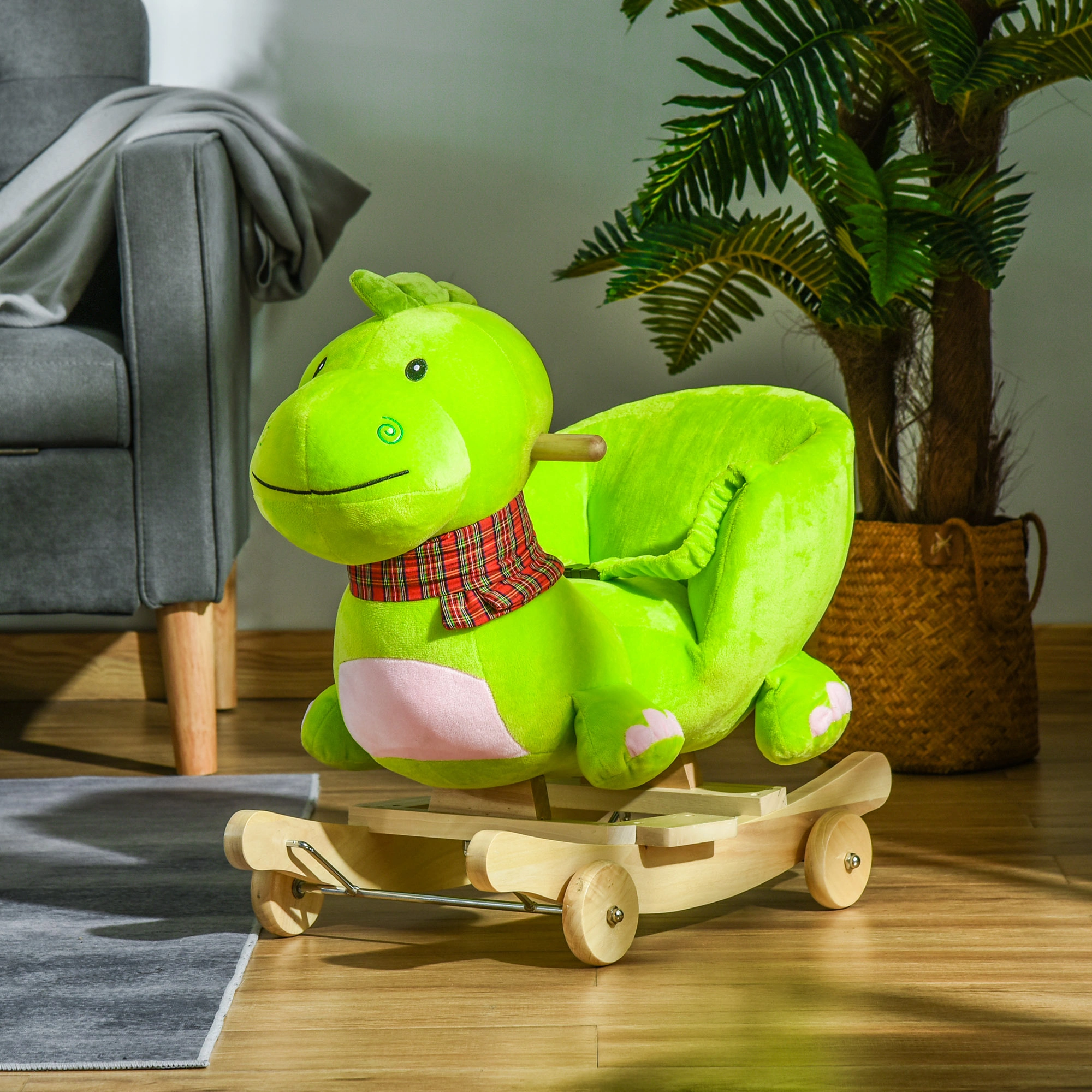 Kids Rocking Horse Toy, Wooden Ride-On Rocker for Toddlers Ages 1-5, Animal Design, Soft Grip Handles, Max 80 lbs Capacity, Brown