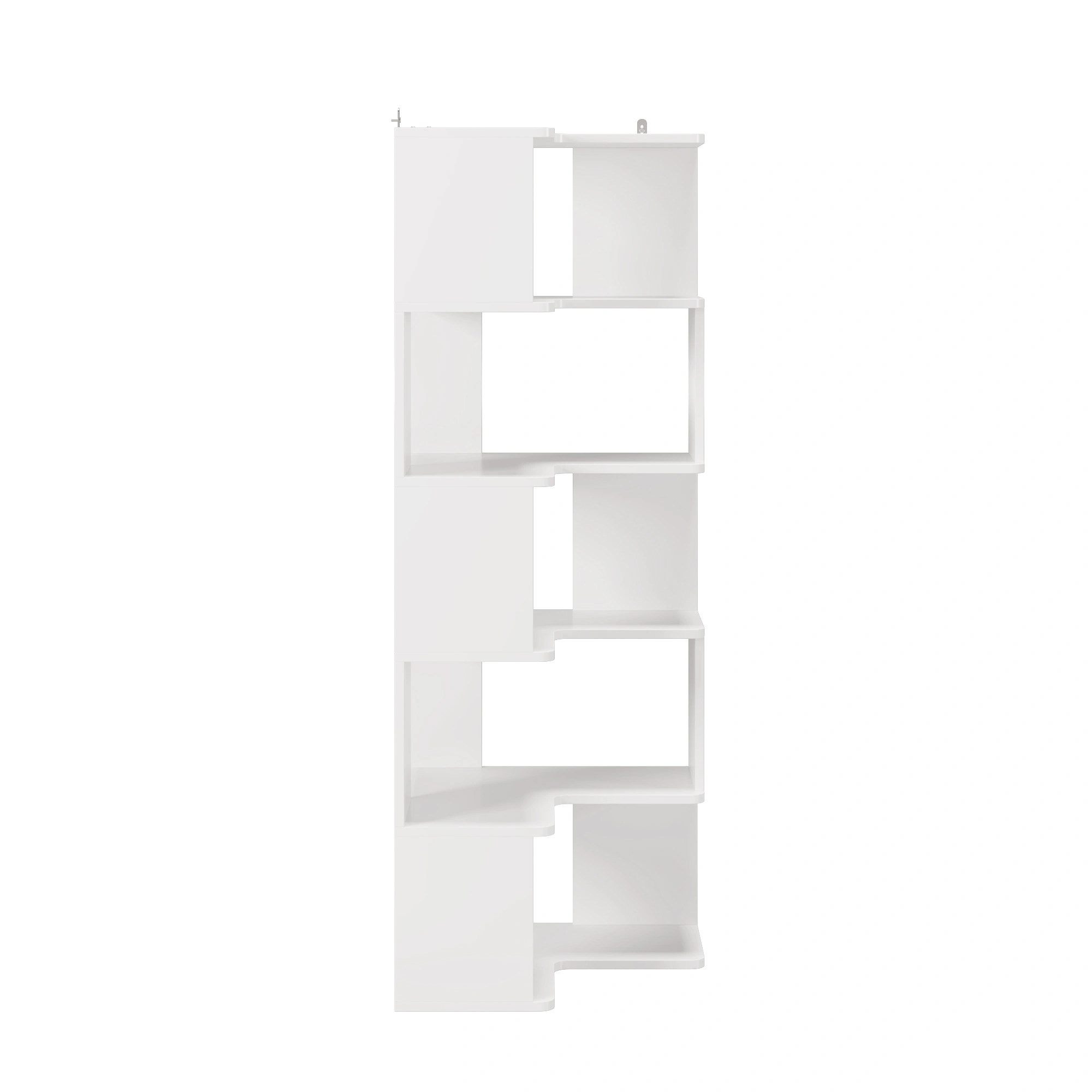 6-Tier L-Shaped Book Shelf, Industrial Storage Cabinet with Display Shelves for Home Office, Bedroom, Living Room & Kitchen, White view 5