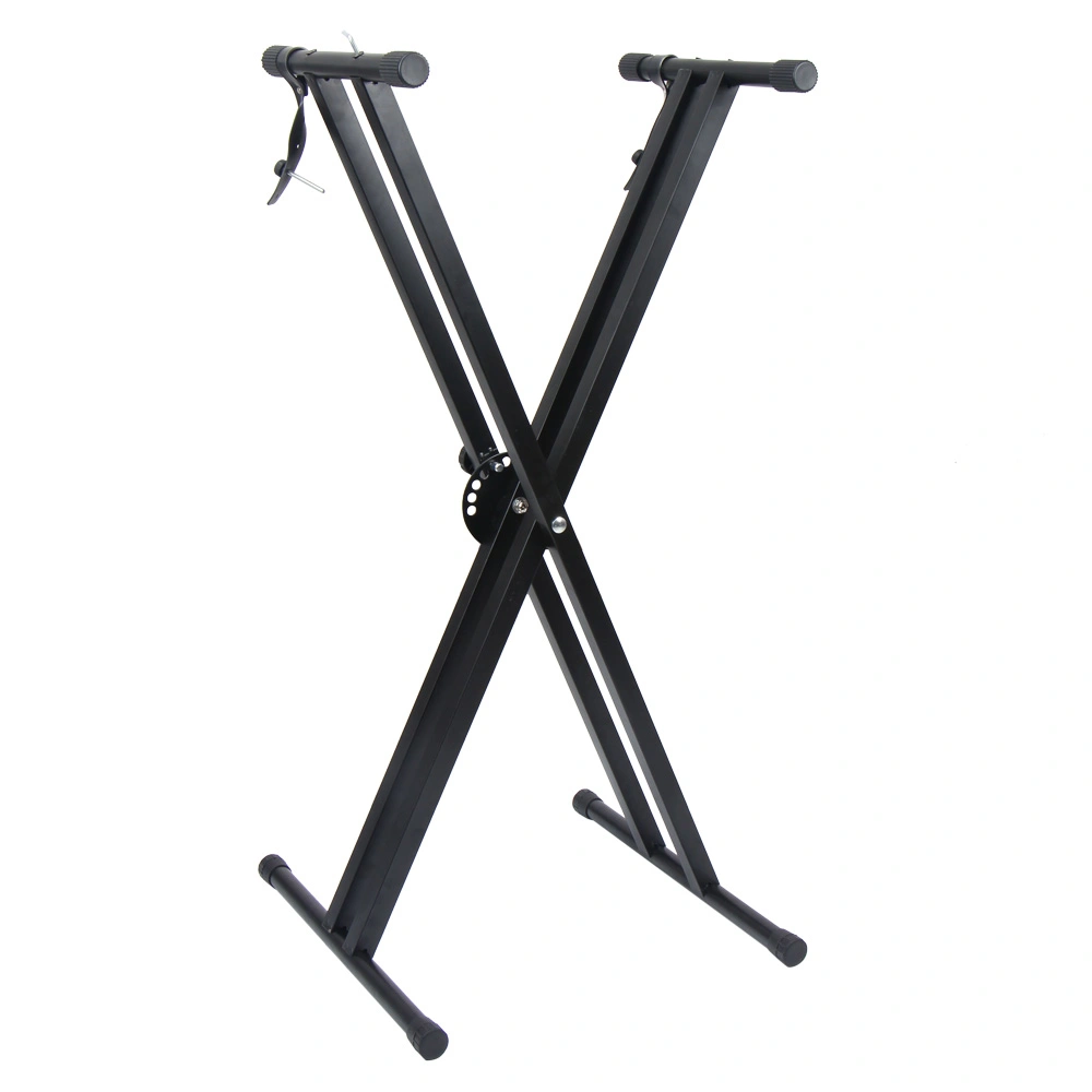 Dual-tube X-Shape Keyboard Stand + Adjustable Folding Piano Bench Stool Seat Black view 6