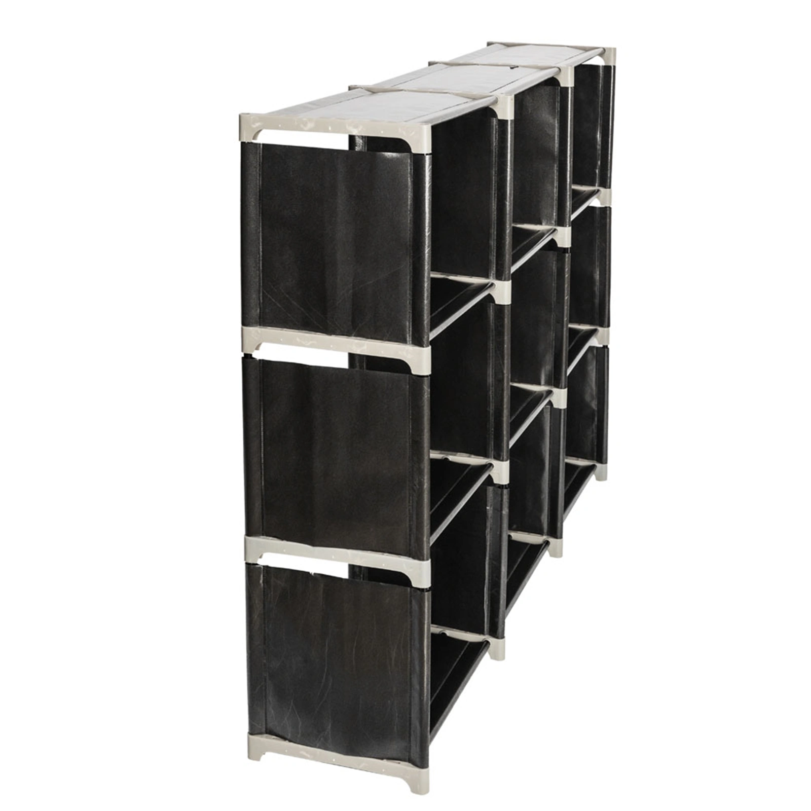 Multifunctional Assembled 3 Tiers 9 Compartments Storage Shelf Black view 10