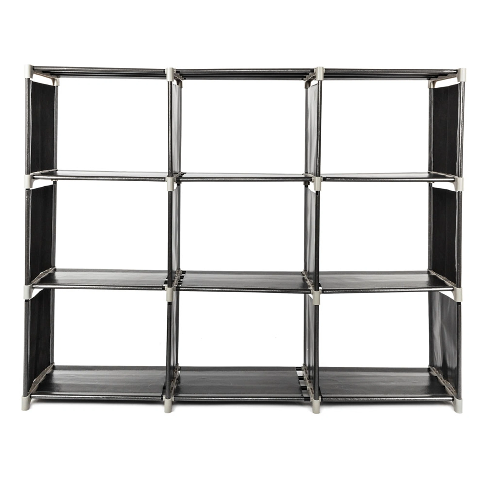 Multifunctional Assembled 3 Tiers 9 Compartments Storage Shelf Black view 12
