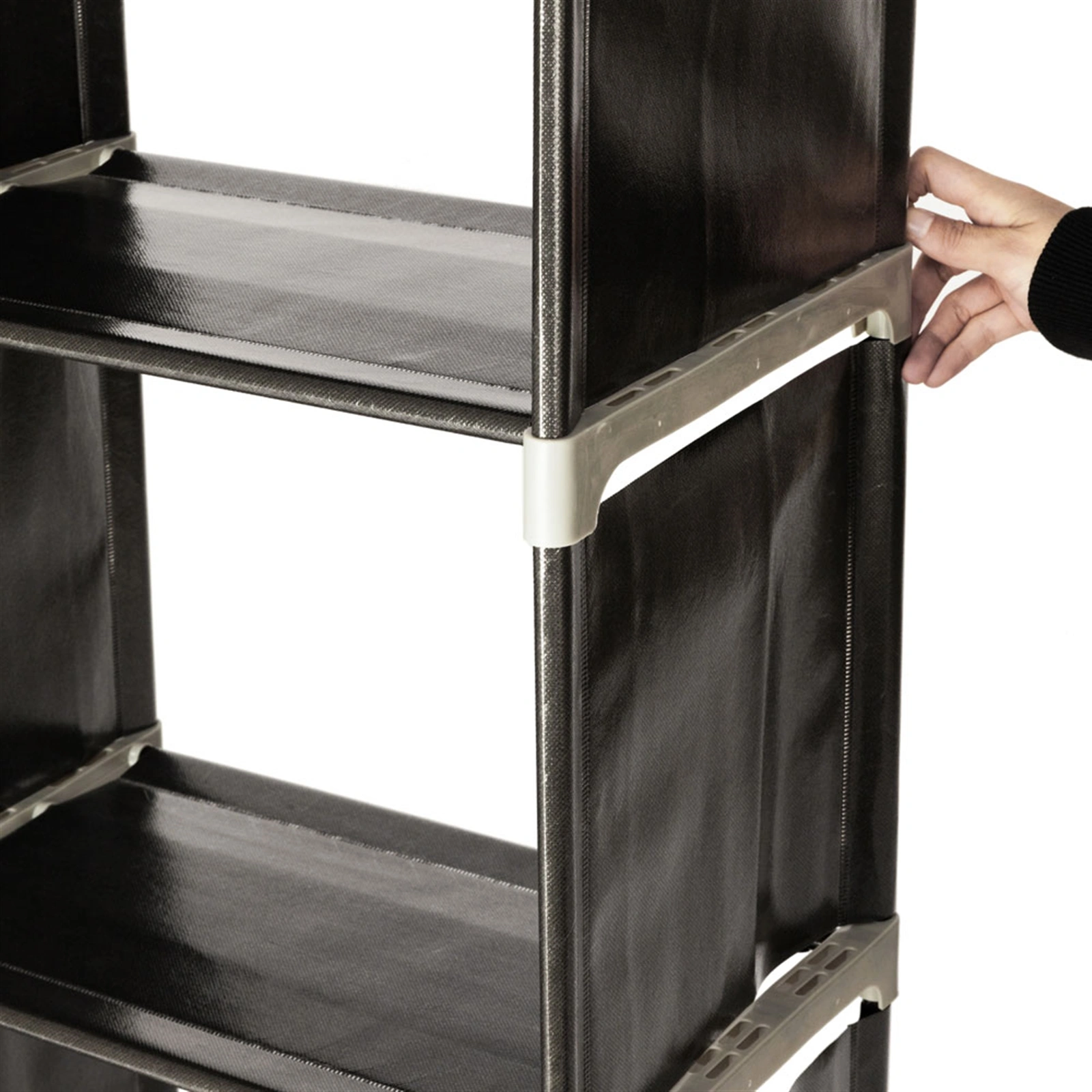 Multifunctional Assembled 3 Tiers 9 Compartments Storage Shelf Black view 6