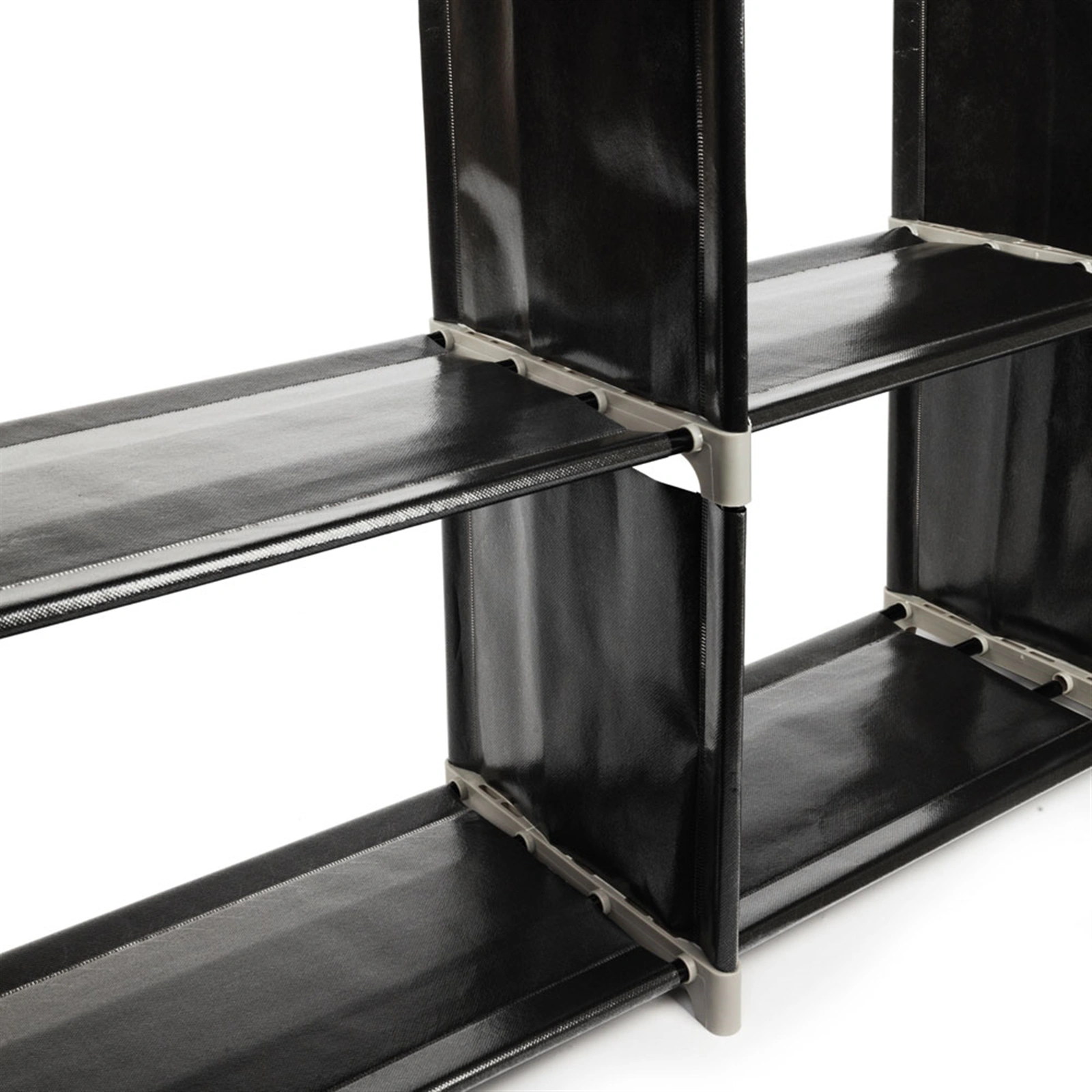Multifunctional Assembled 3 Tiers 9 Compartments Storage Shelf Black view 8