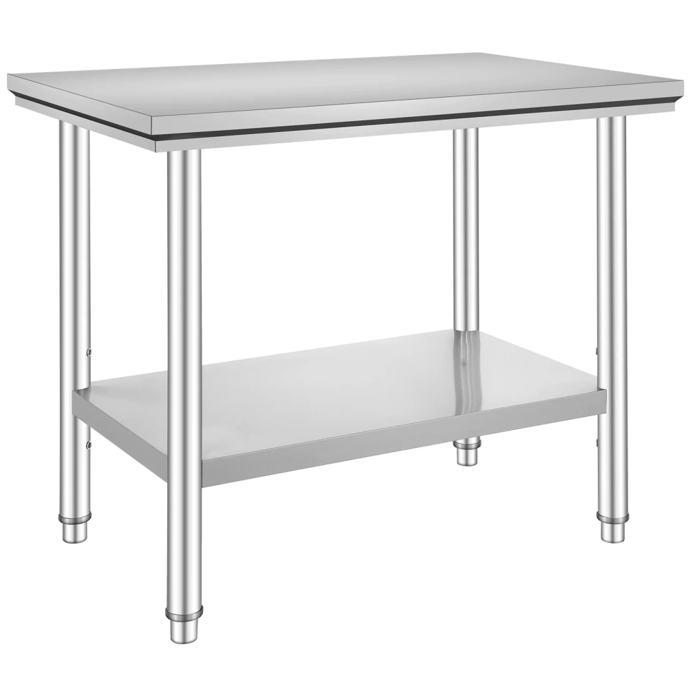 Stainless Steel Workbench 24x36x32 Heavy Duty Commercial Food Prep Table with Adjustable Feet