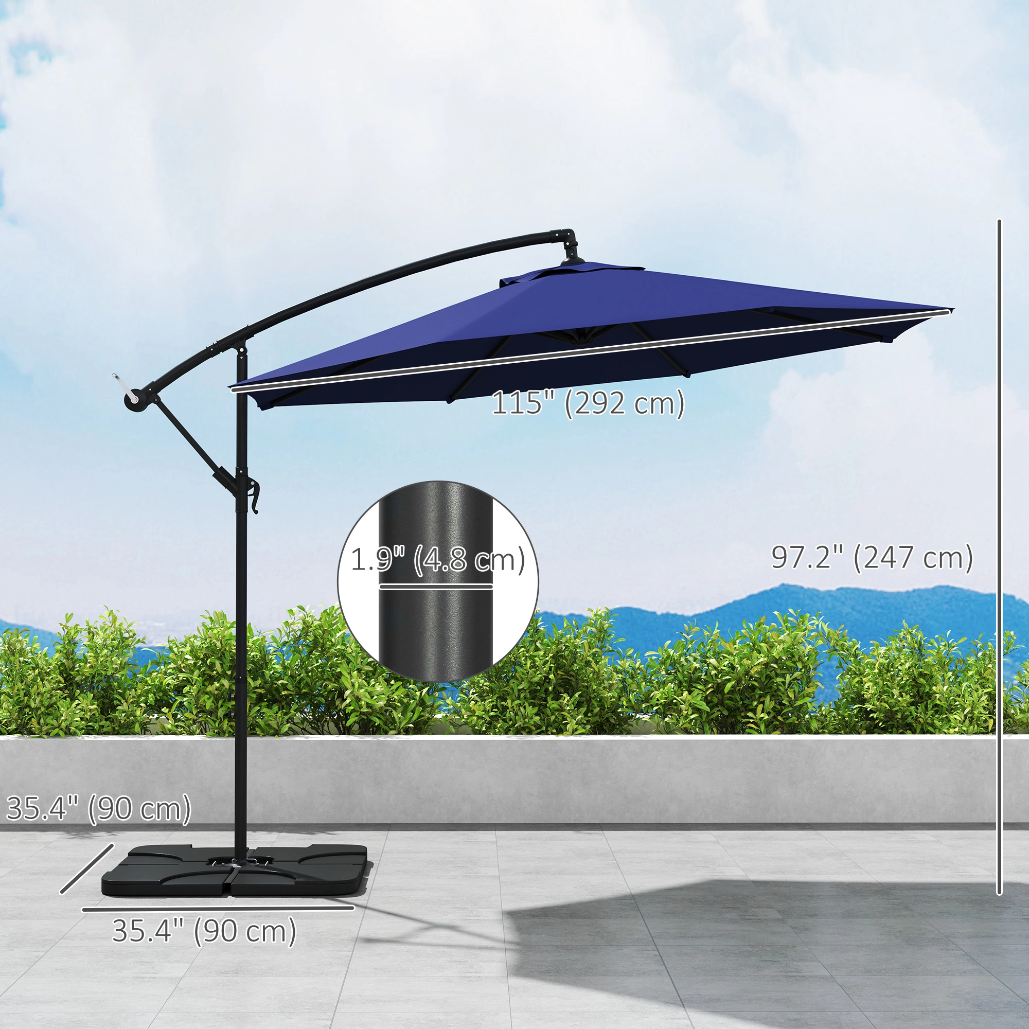 Large Patio Umbrella 9ft Outdoor Beach Umbrella TiltUV Protection Sunshade Canopy for Garden Deck Poolside