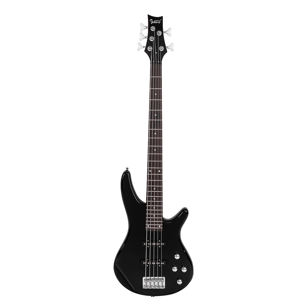 GIB Electric 5 String Bass Guitar Full Size Bag Strap Pick Connector Wrench Tool Black