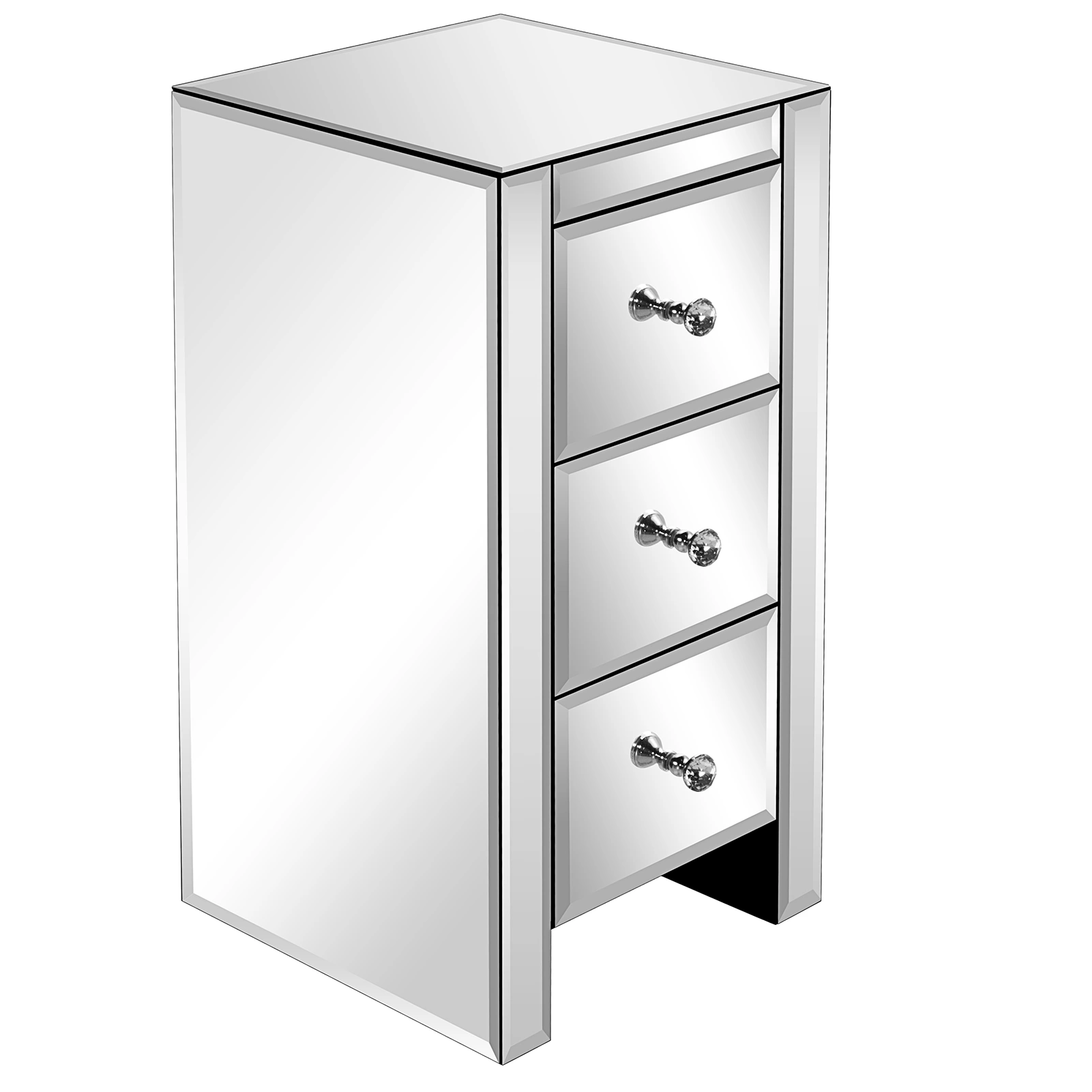 Mirrored Glass Bedside Table with Three Drawers Size S view 26