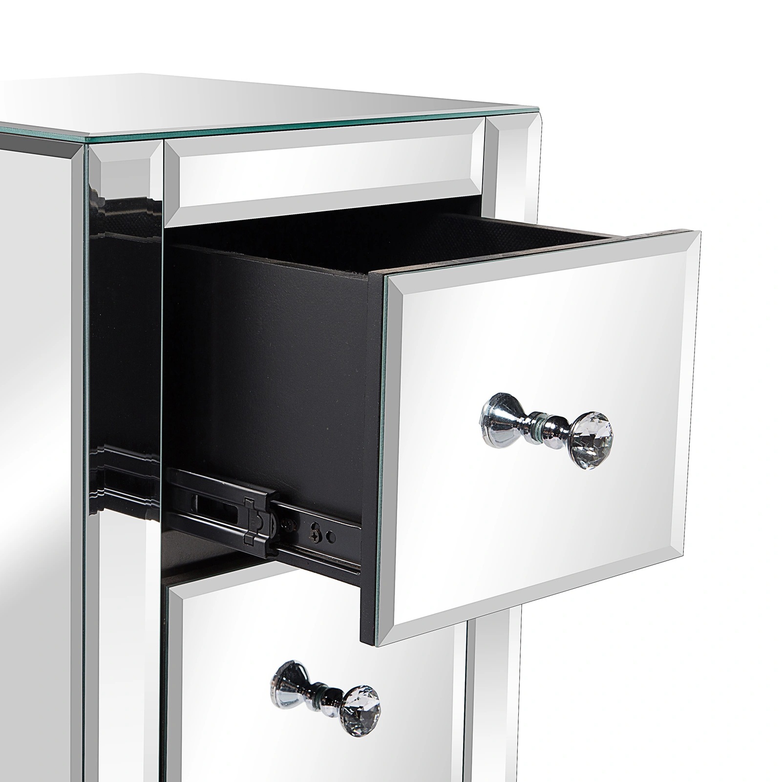 Mirrored Glass Bedside Table with Three Drawers Size S view 31