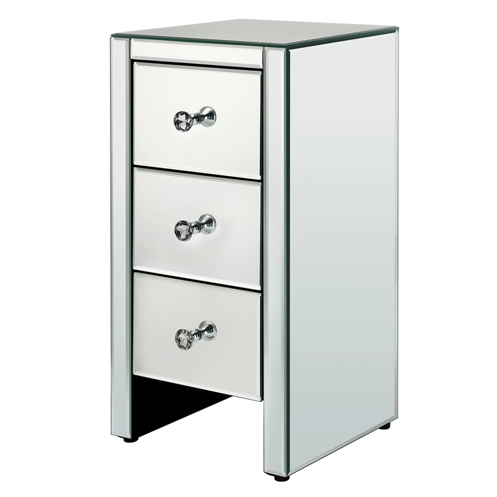 Mirrored Glass Bedside Table with Three Drawers Size S view 5