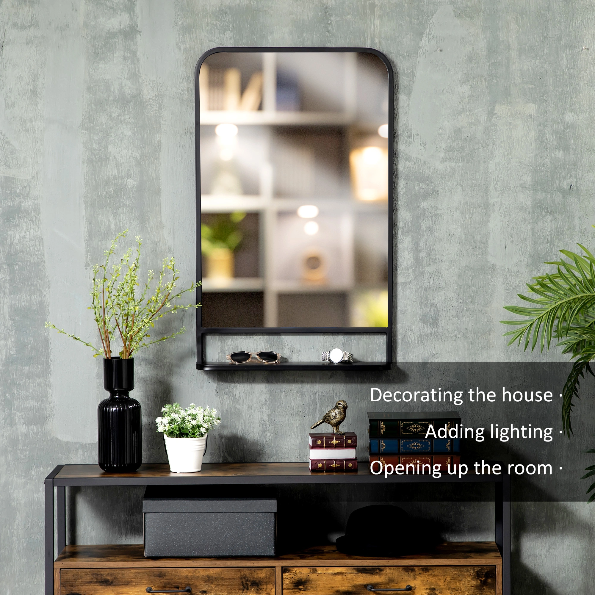 Bathroom Cabinet with Mirror - Wall Mount Storage Vanity Organizer for Bathroom Bedroom Living Room view 3