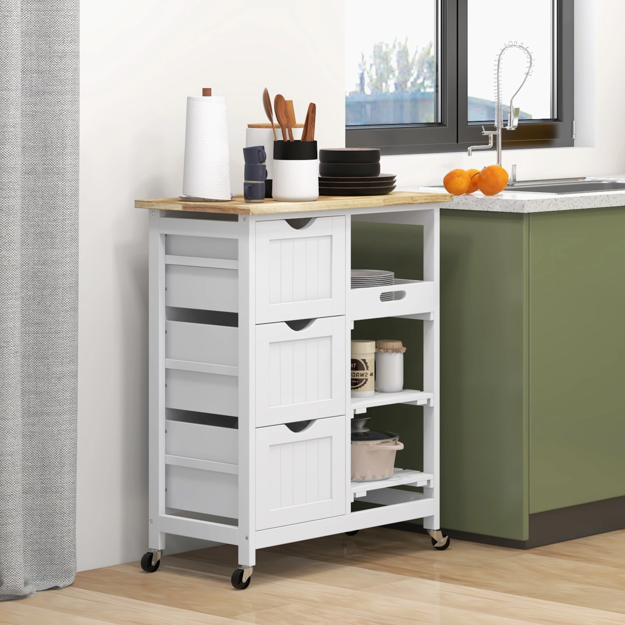 Kitchen Storage Cabinet with Doors and Shelves, Freestanding Pantry Cupboard, Modern Bathroom Organizer Counter Storage