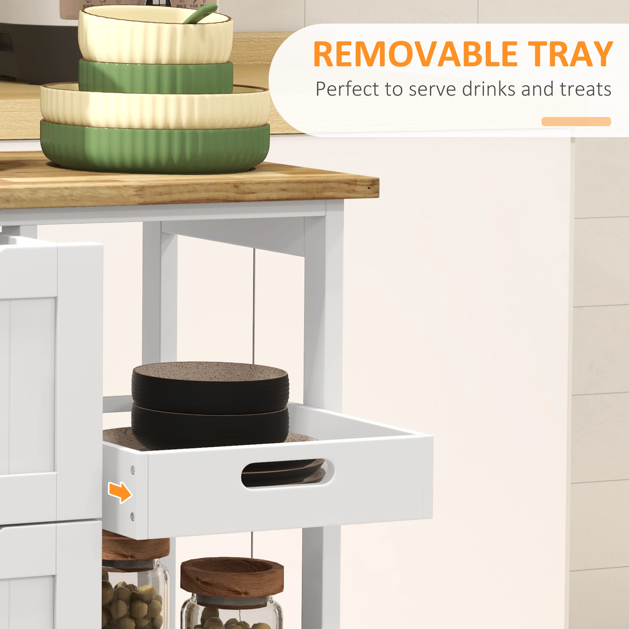 Kitchen Storage Cabinet with Doors and Shelves, Freestanding Pantry Cupboard, Modern Bathroom Organizer Counter Storage view 3
