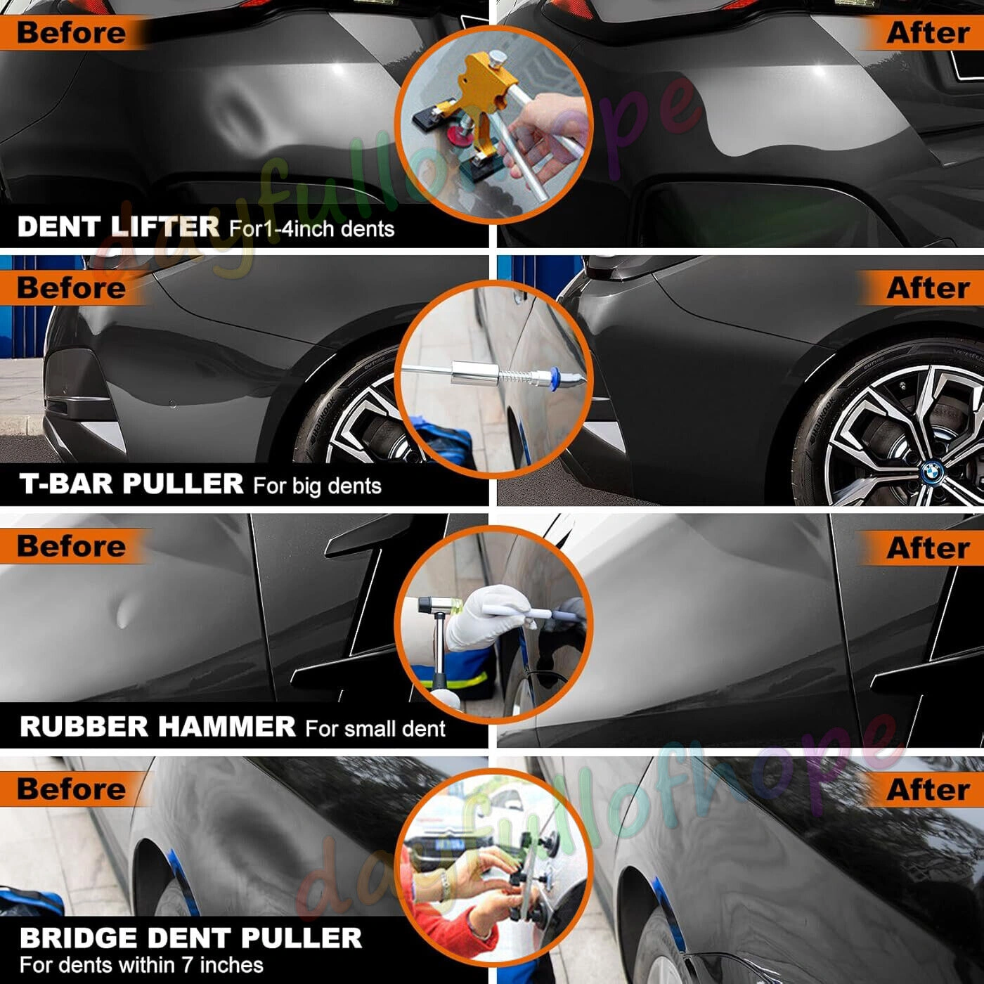 PDR Tools Car Paintless Dent Repair Kit - Dent Puller Lifter Hail Tabs Glue Gun for Auto Exterior Scratch Removal view 3