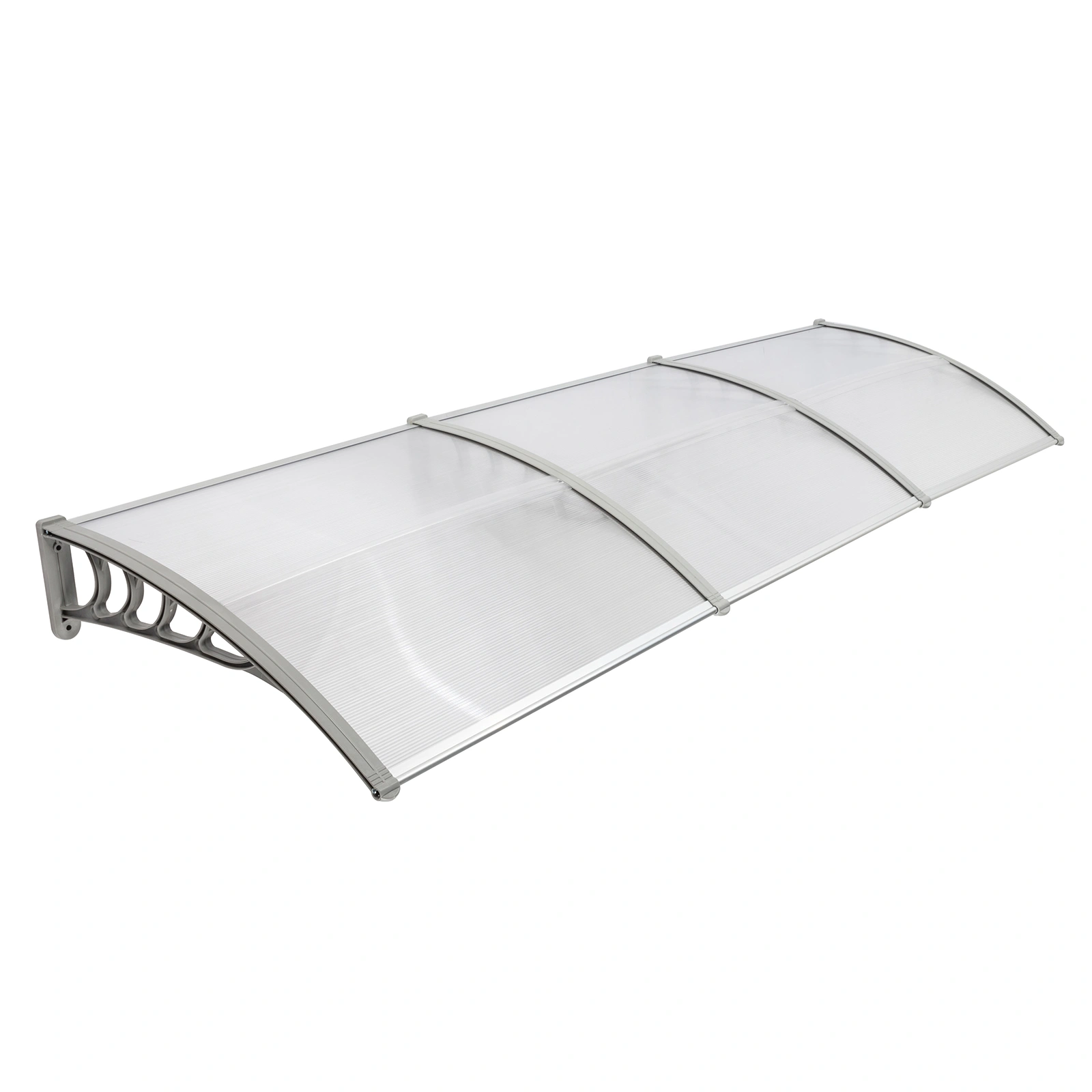 HT-300x100 Door Window Rain Cover Eaves, Transparent Polycarbonate Board with Gray Holder, Outdoor Weather Guard view 2