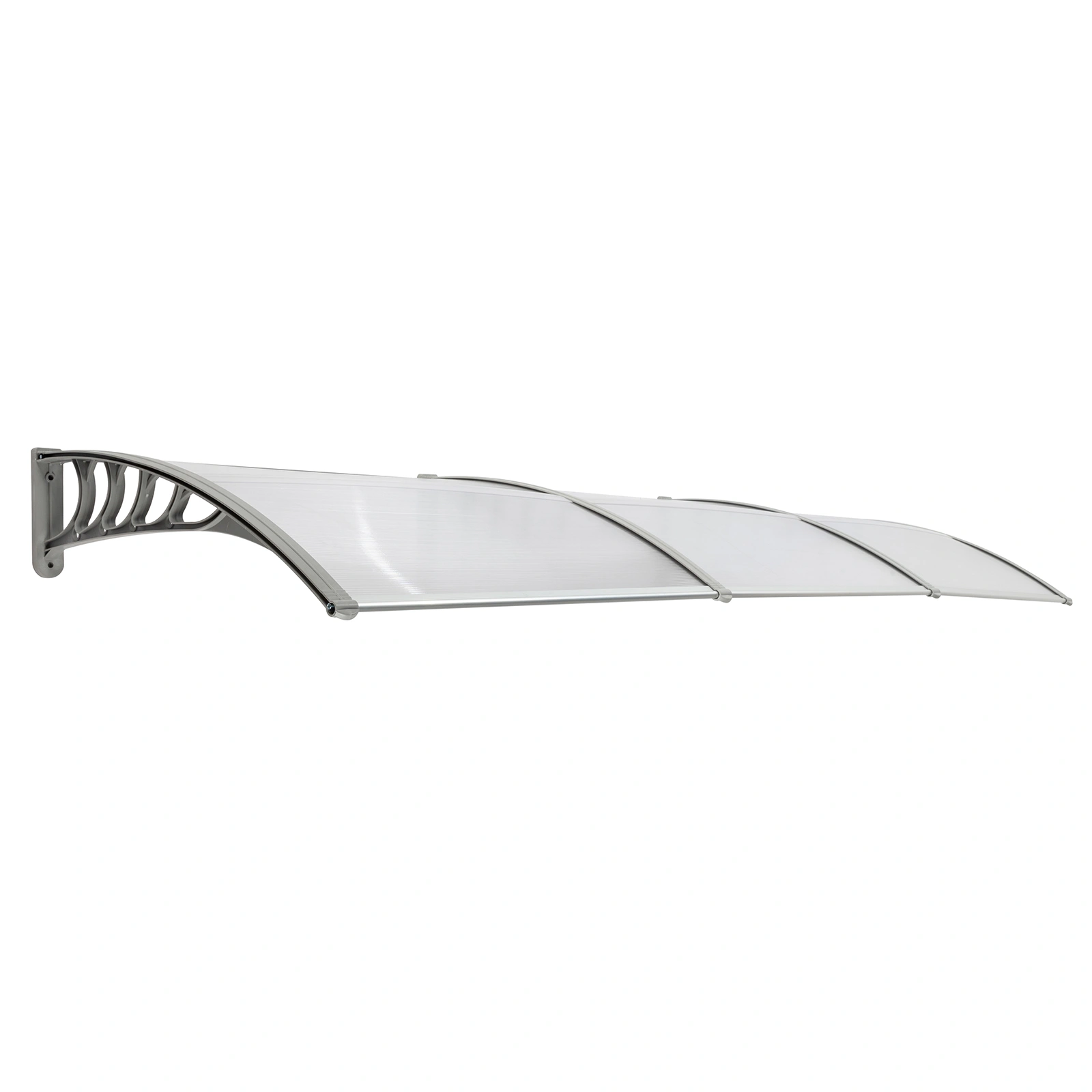 HT-300x100 Door Window Rain Cover Eaves, Transparent Polycarbonate Board with Gray Holder, Outdoor Weather Guard view 3