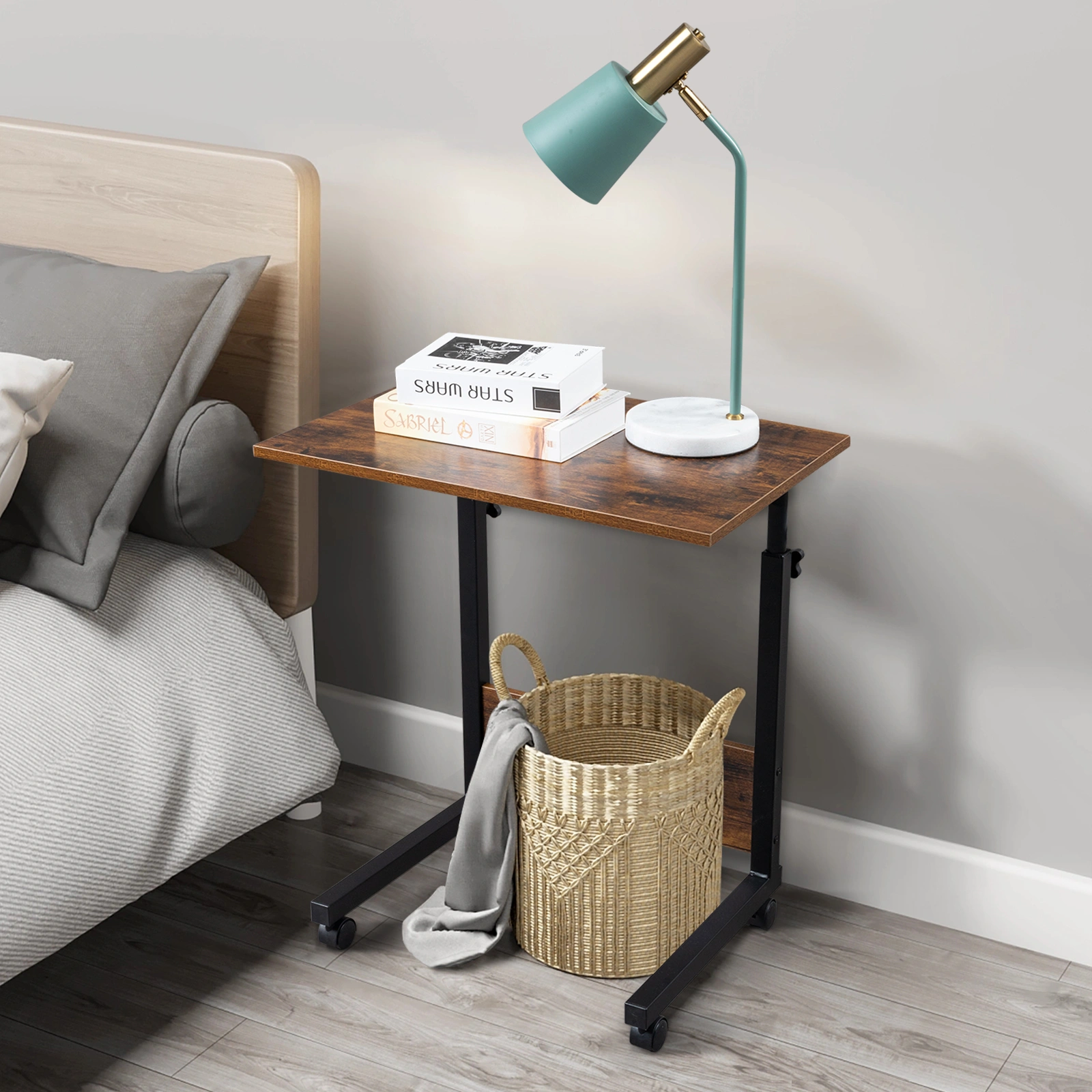 Rolling & Height adjustable P2 15MM Chipboard & Steel Side Table with Baffle view 20