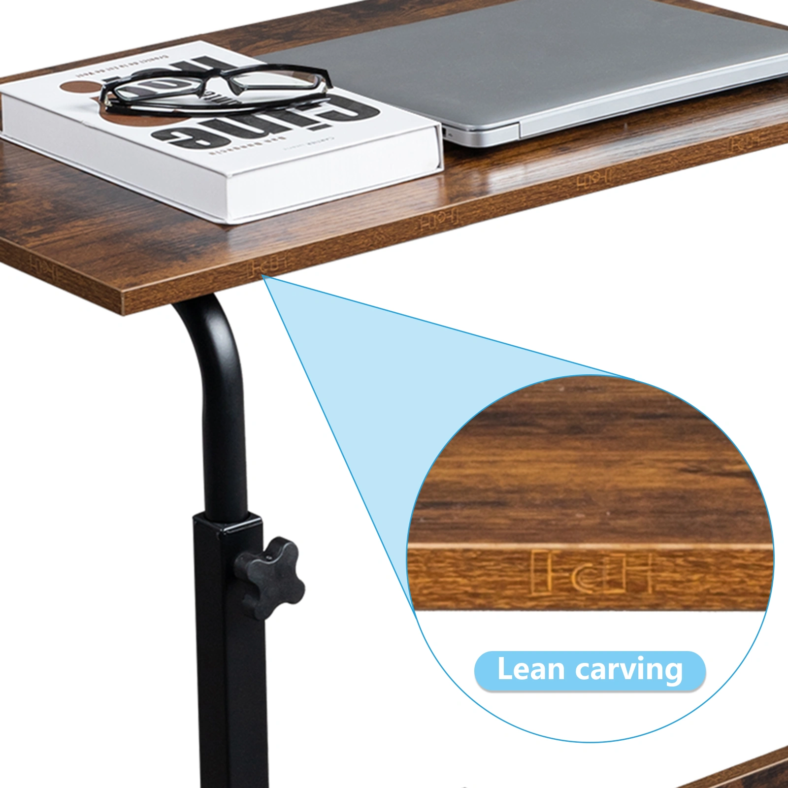 Rolling & Height adjustable P2 15MM Chipboard & Steel Side Table with Baffle view 3