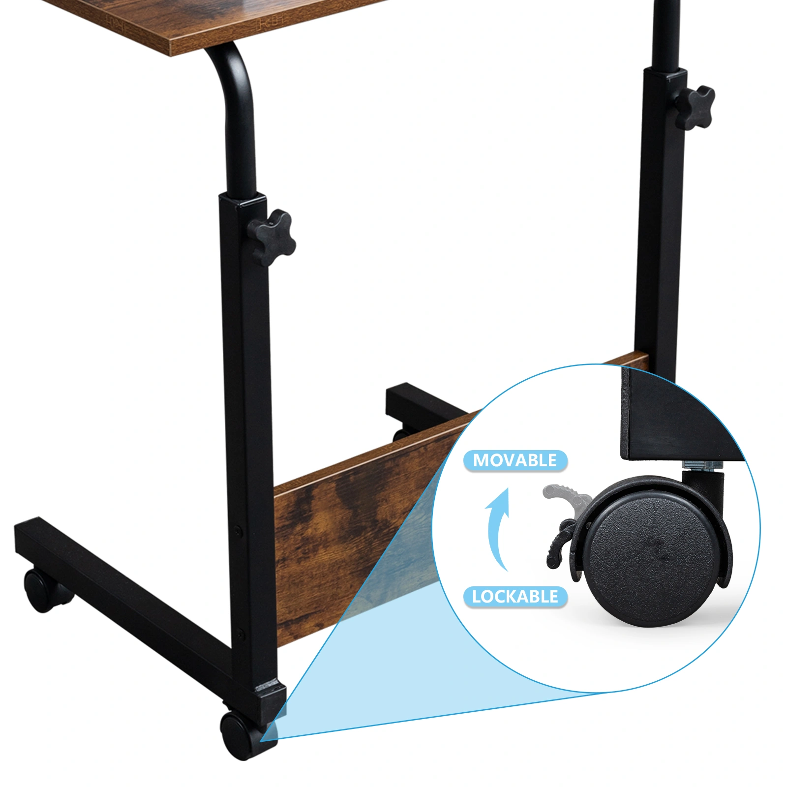 Rolling & Height adjustable P2 15MM Chipboard & Steel Side Table with Baffle view 4