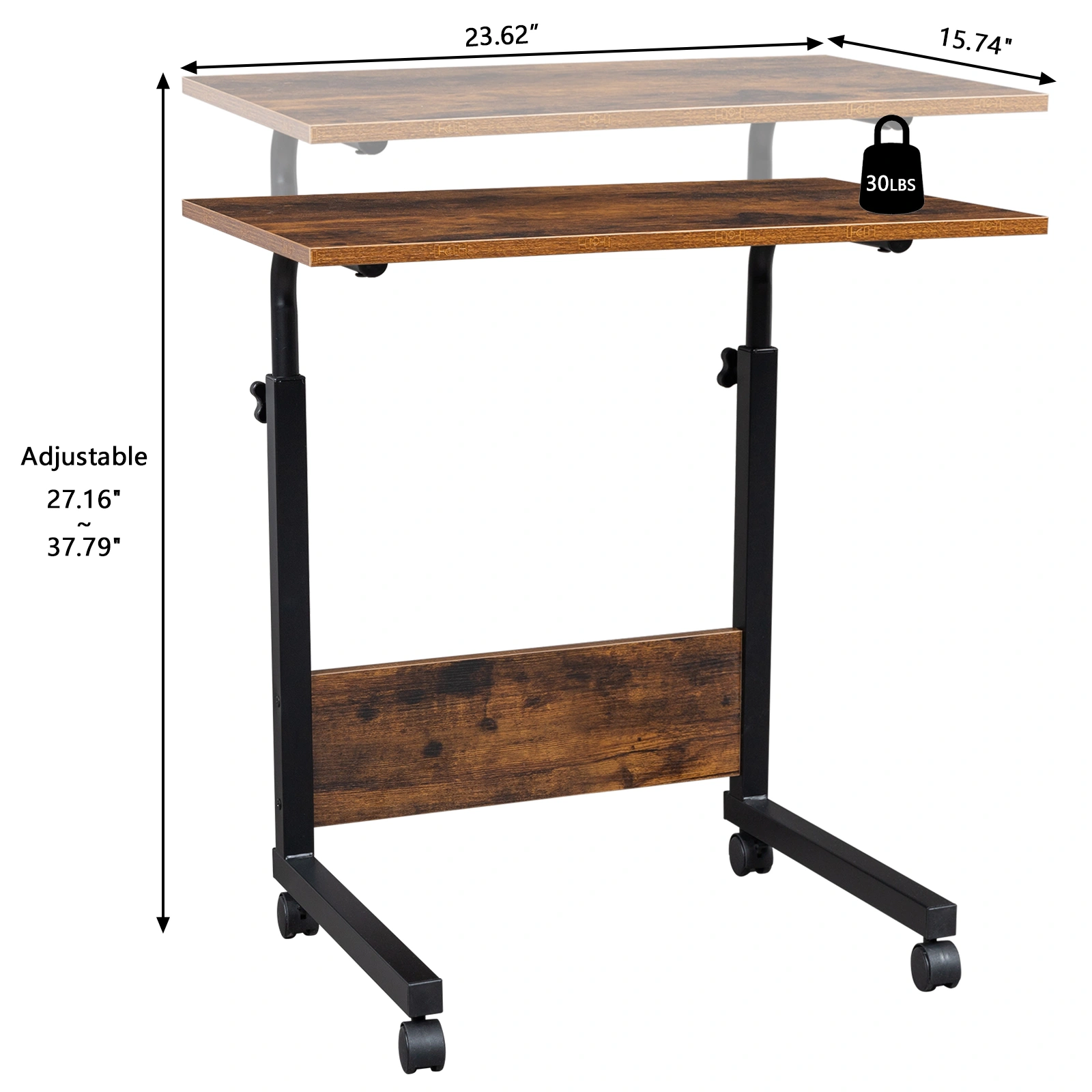 Rolling & Height adjustable P2 15MM Chipboard & Steel Side Table with Baffle view 5