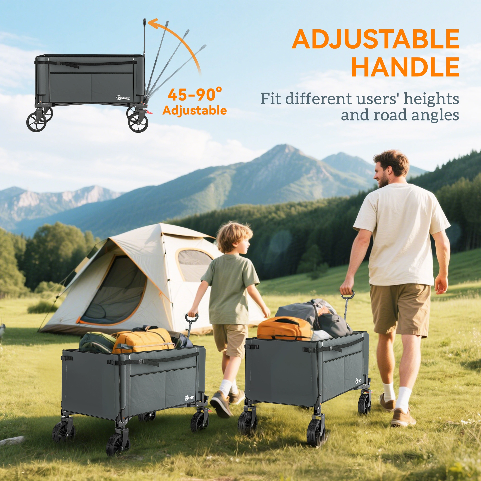Heavy Duty Folding Hand Truck, 600LB Capacity, Collapsible Utility Cart, Padded Handle, Smooth Rollers view 4