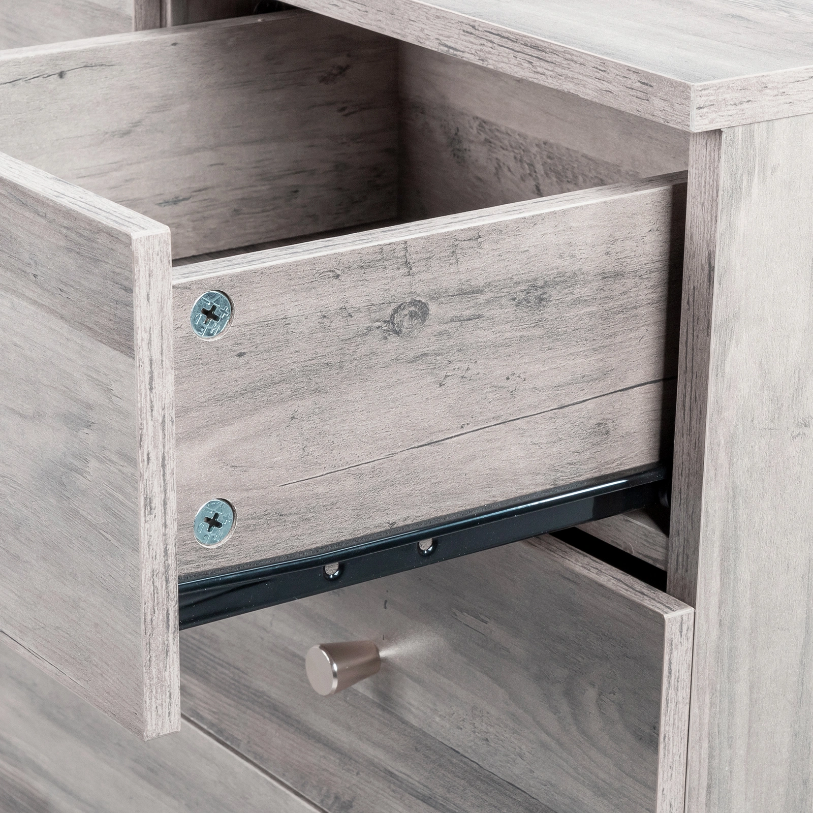 5-Tier Storage Cabinet with 6 Drawers, Gray Dresser with Gold Handles, 25.98"L x 12.99"W x 35.04"H Space-Saving Organizer view 10