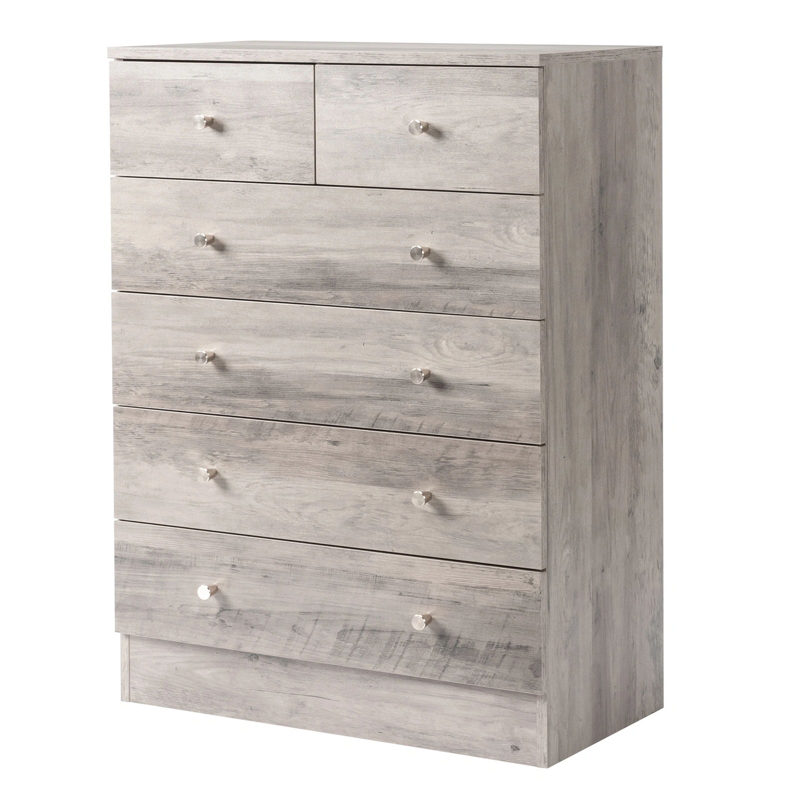 5-Tier Storage Cabinet with 6 Drawers, Gray Dresser with Gold Handles, 25.98"L x 12.99"W x 35.04"H Space-Saving Organizer view 3