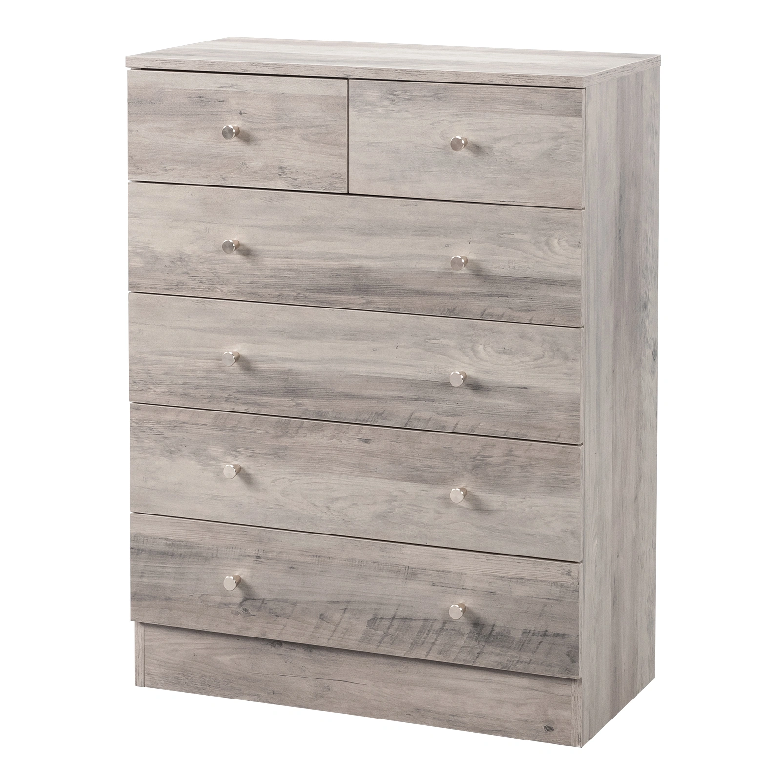 5-Tier Storage Cabinet with 6 Drawers, Gray Dresser with Gold Handles, 25.98"L x 12.99"W x 35.04"H Space-Saving Organizer view 4