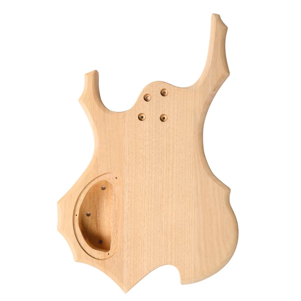 DIY 4 String Flame Shaped Style Electric Bass Guitar Kits with Mahogany Body, Maple Neck and Accessories view 5