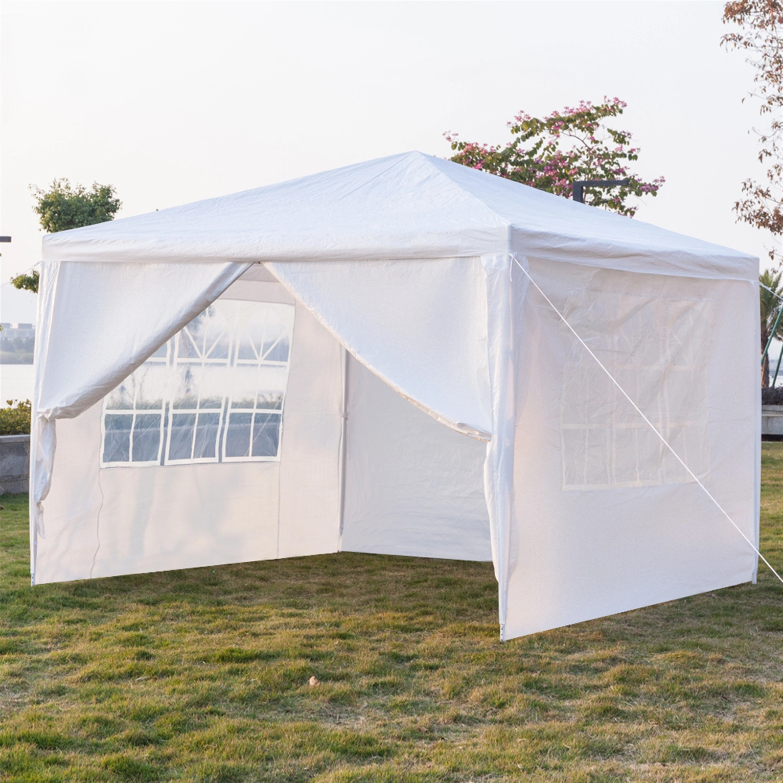 3 x 3m Four Sides Portable Home Use Waterproof Tent with Spiral Tubes White view 23