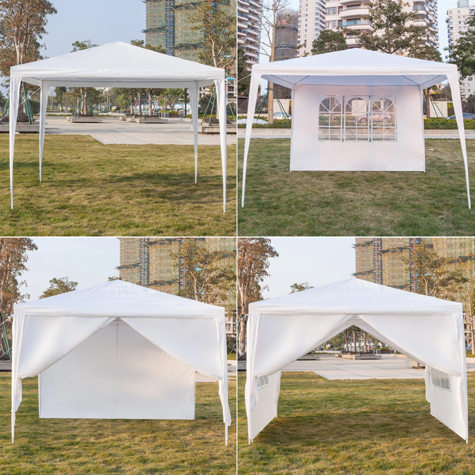3 x 3m Four Sides Portable Home Use Waterproof Tent with Spiral Tubes White view 26