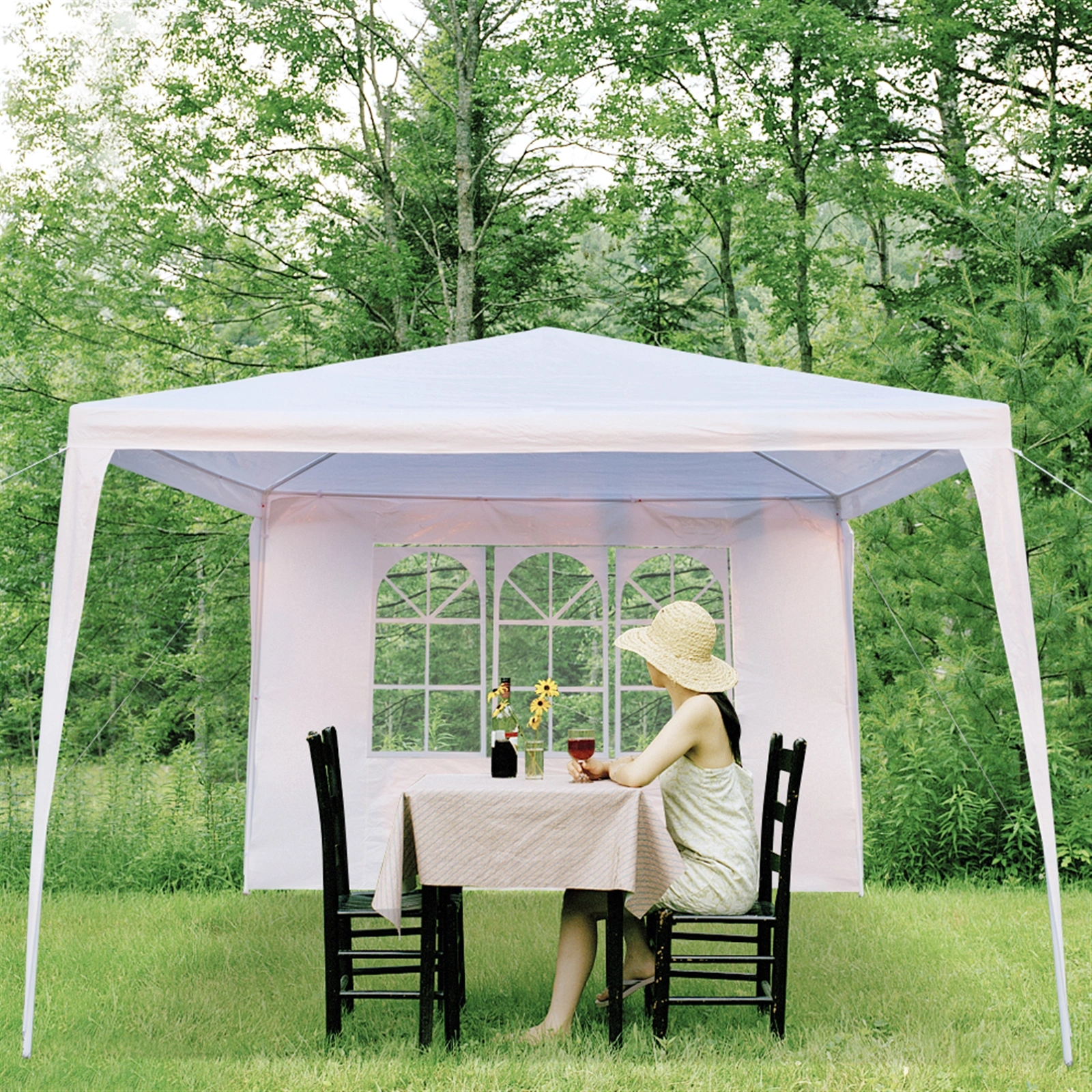 3 x 3m Four Sides Portable Home Use Waterproof Tent with Spiral Tubes White view 28