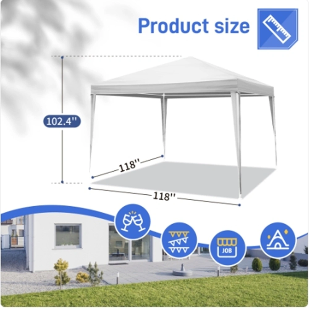 3 x 3m Four Sides Portable Home Use Waterproof Tent with Spiral Tubes White view 29