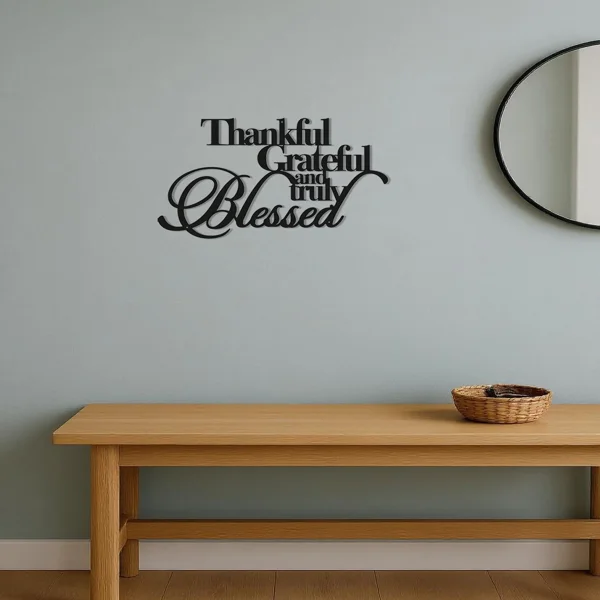 CIFbuy™ Elegant "Thankful Grateful Blessed" Metal Art - Inspirational Wall Decor for Home Office Bedroom Living Room, Sentimental Gift with Motiva(TikTok/temu self-pickup orders) view 2