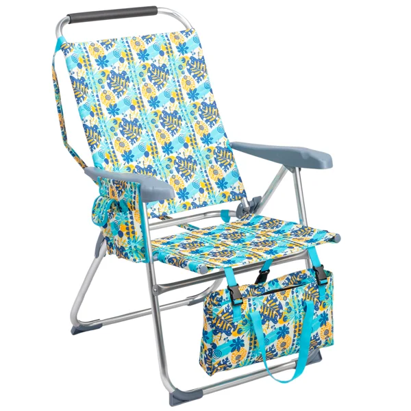 17 Inch Seat Height Beach Chair for Adults, Folding Portable Camping Chair with Headrest, Cup Holder, Side Pocket & Bottom Storage Bag, 7-Position Adjustable Aluminum Beach Chair, Heavy Duty 265 LBS Capacity, Oxford Fabric for Beach, Patio, Pool, Vin