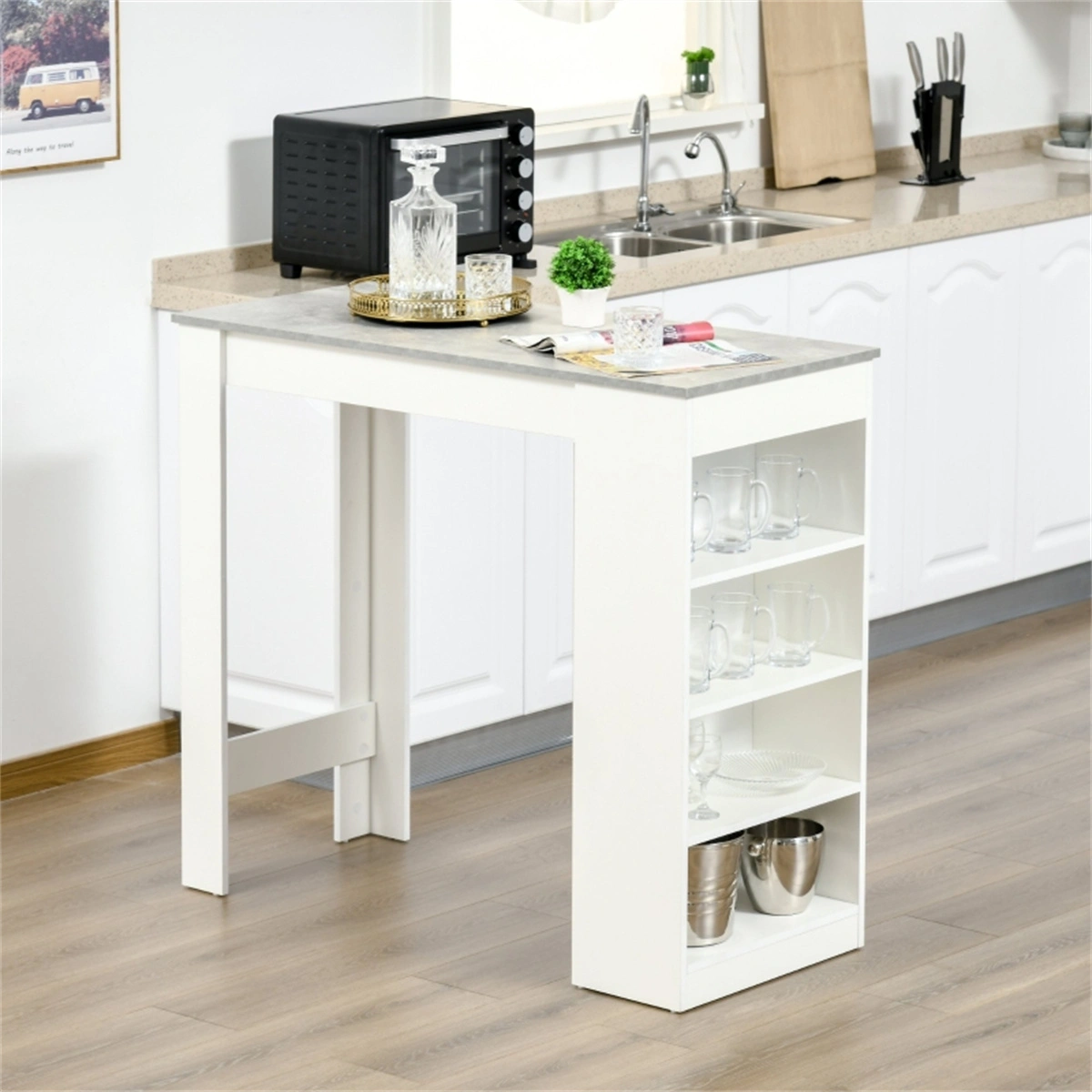 Coffee Table Bar Table Space-Saving Folding Multi-Purpose Table for Living Room Kitchen Bedroom Apartment