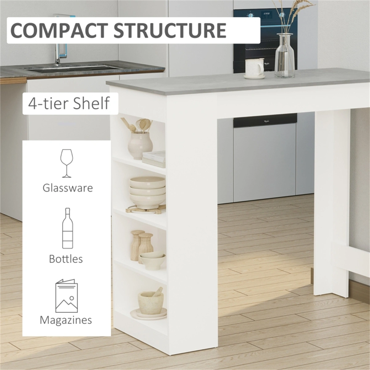Coffee Table Bar Table Space-Saving Folding Multi-Purpose Table for Living Room Kitchen Bedroom Apartment view 2
