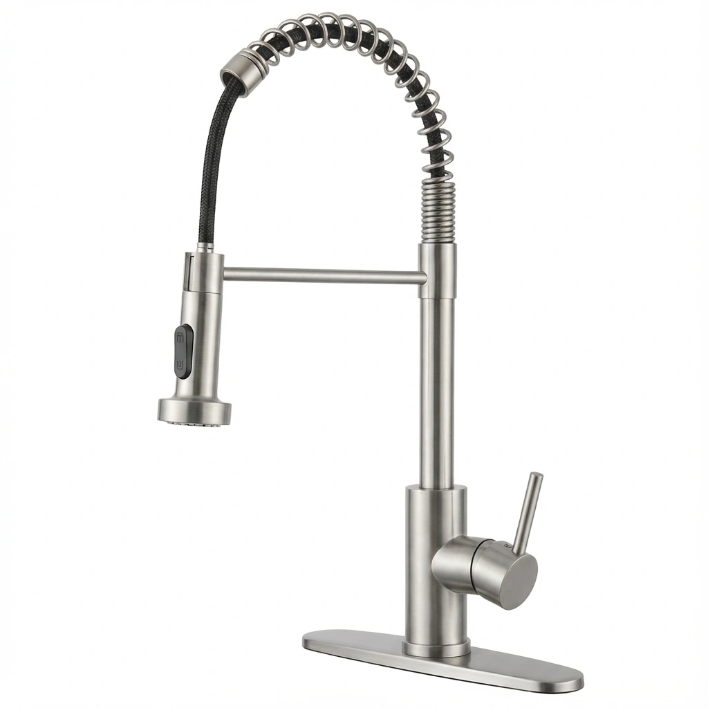 Industrial Kitchen Faucet with Pull Down Sprayer, 1-Handle Single or 3-Hole Mount, for Farmhouse Camper Laundry RV Wet Bar Sink