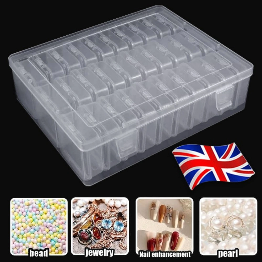 Bead Organizer Box with 30 Clear Plastic Compartments Storage Case for Crafts Jewelry Beading DIY view 3