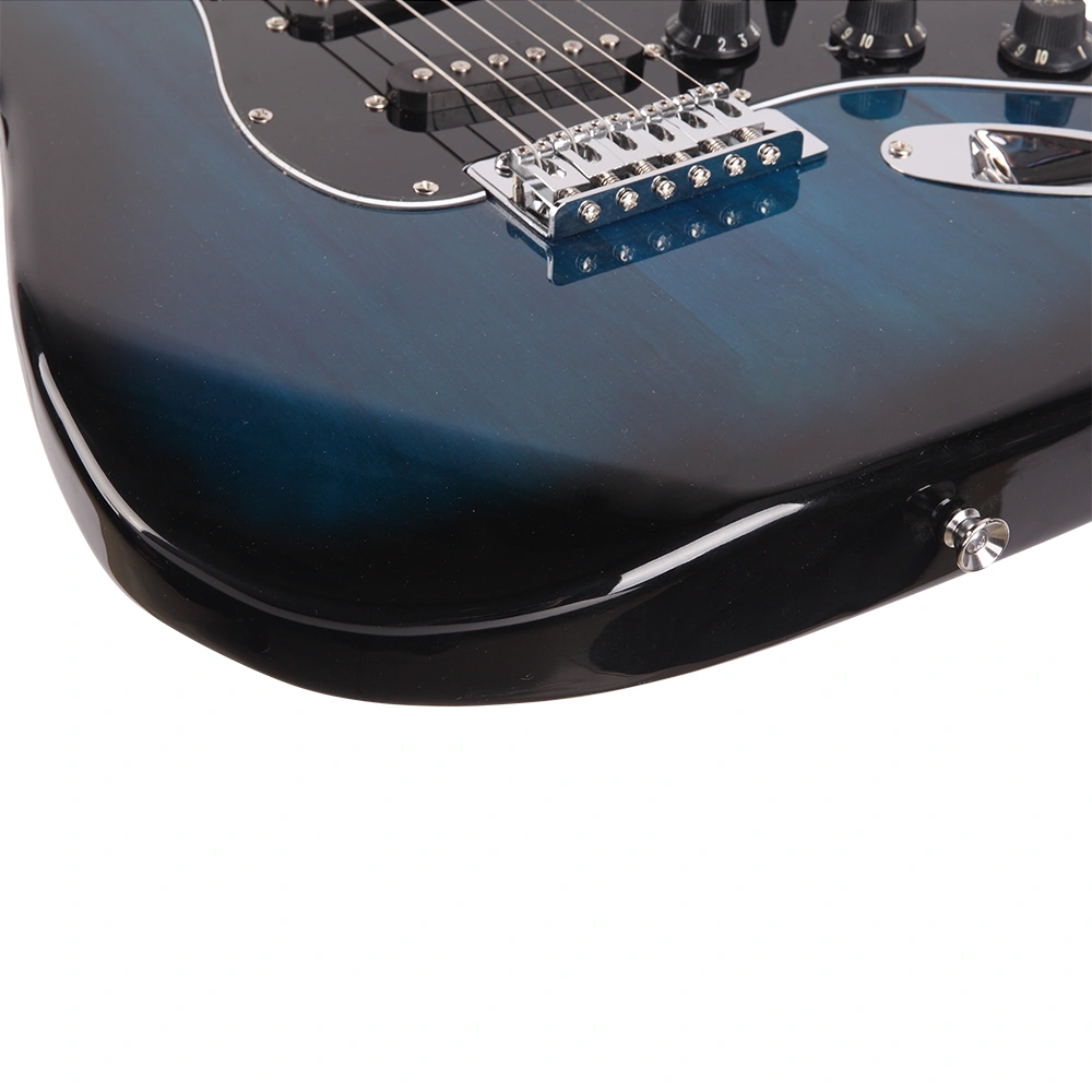 ST Style Electric Guitar, Stylish Design with Black Pickguard, Dark Blue Finish, Full-Size Solid Body view 11