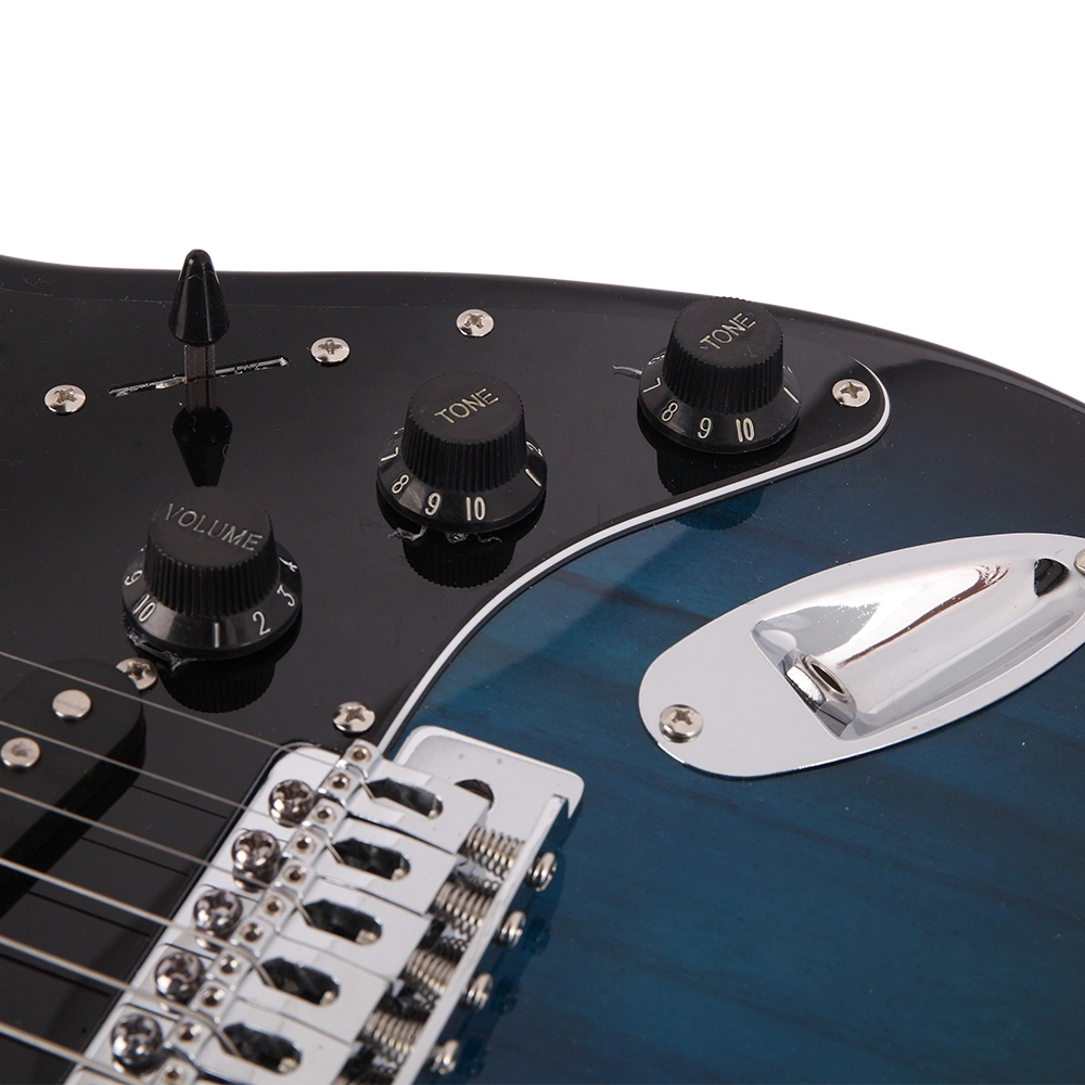 ST Style Electric Guitar, Stylish Design with Black Pickguard, Dark Blue Finish, Full-Size Solid Body view 13