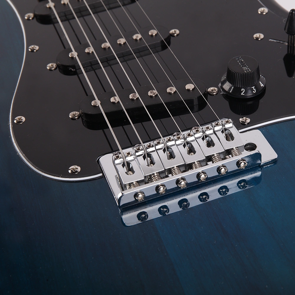 ST Style Electric Guitar, Stylish Design with Black Pickguard, Dark Blue Finish, Full-Size Solid Body view 16