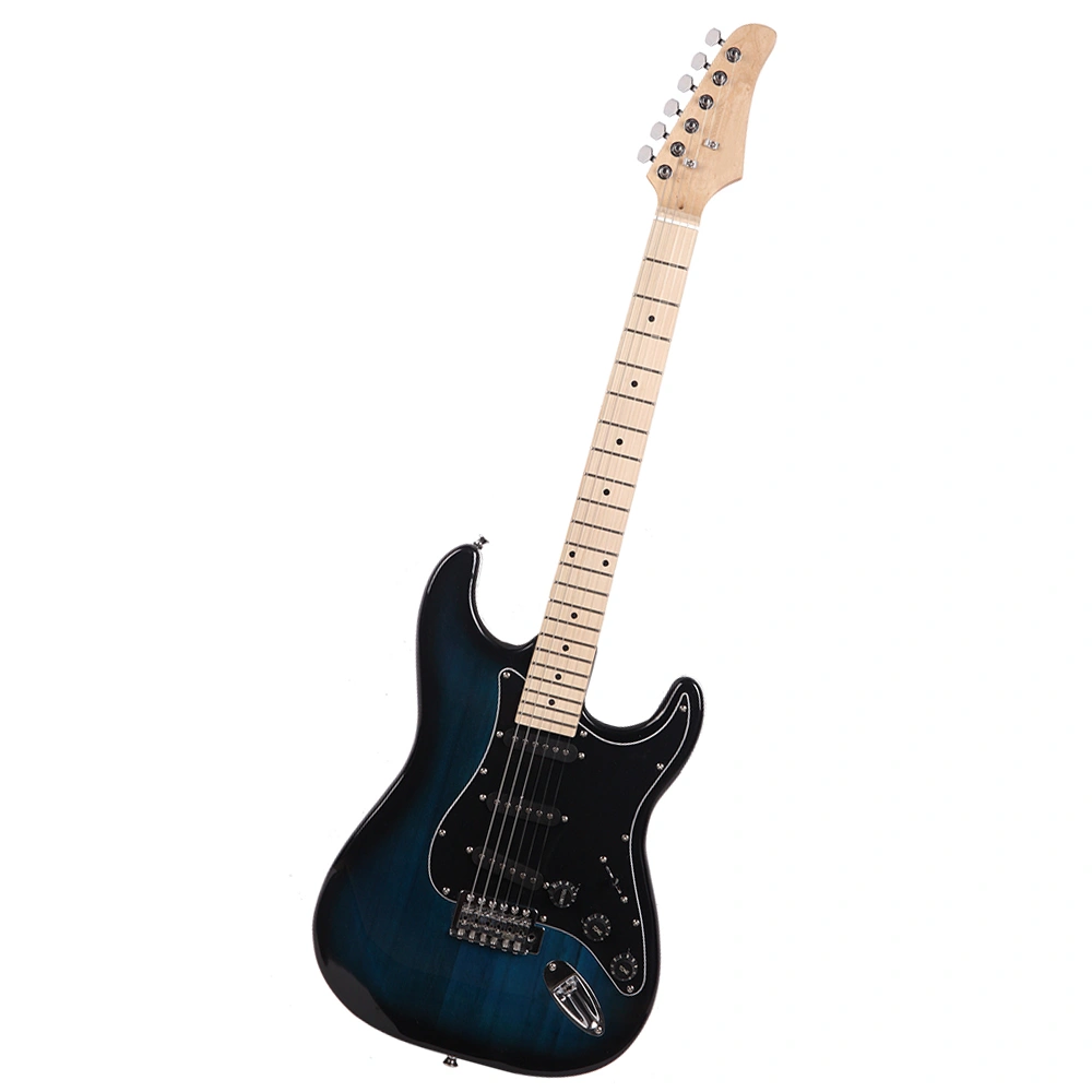 ST Style Electric Guitar, Stylish Design with Black Pickguard, Dark Blue Finish, Full-Size Solid Body view 7