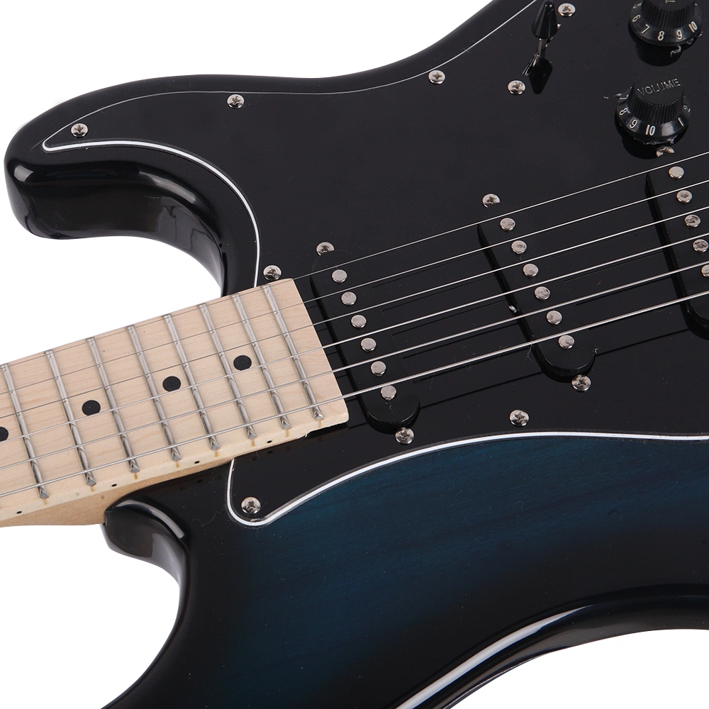ST Style Electric Guitar, Stylish Design with Black Pickguard, Dark Blue Finish, Full-Size Solid Body view 9