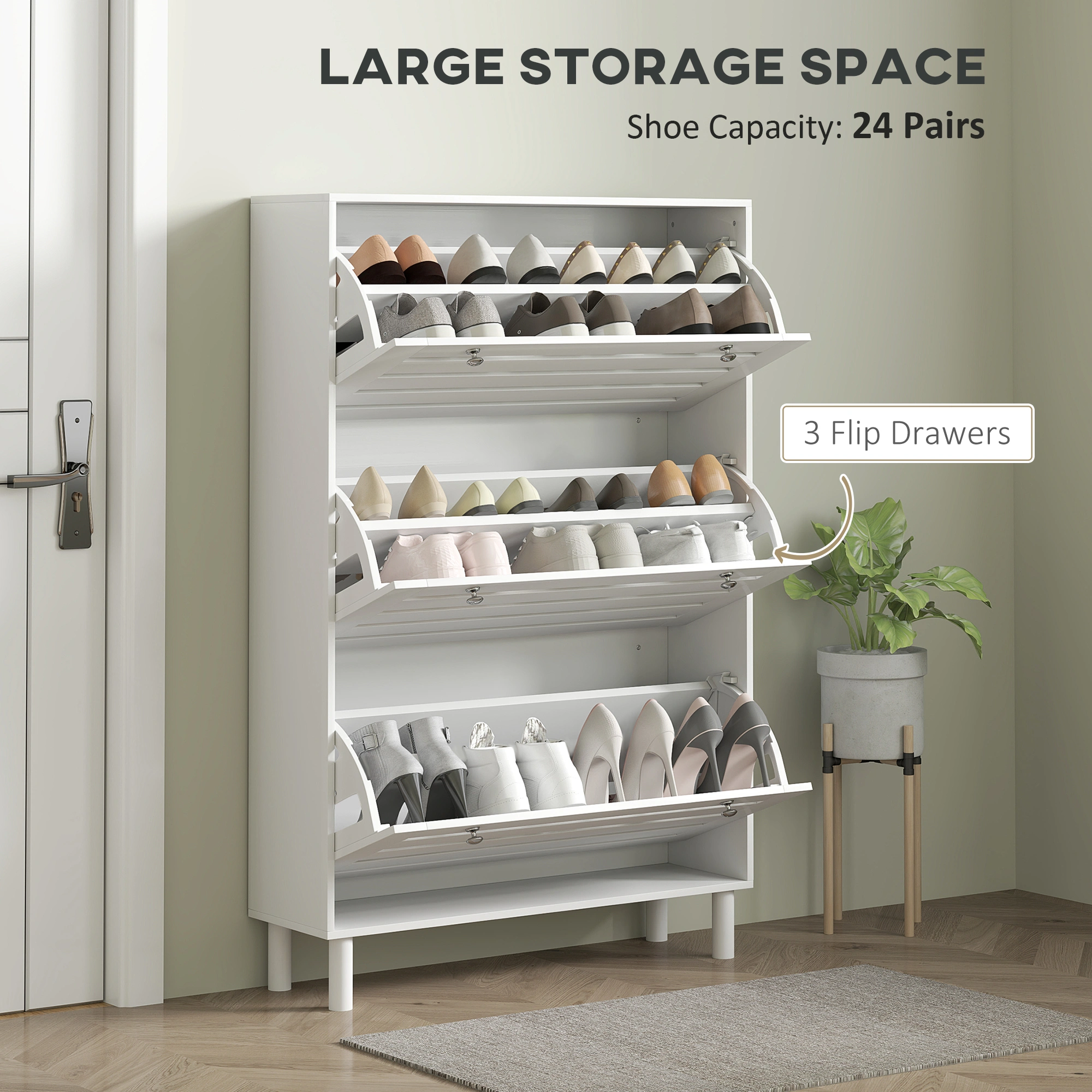Shoe Storage Cabinet - Modern Entryway Organizer with Doors, Space-Saving Slim Design for Hallway, Bedroom, or Closet Use