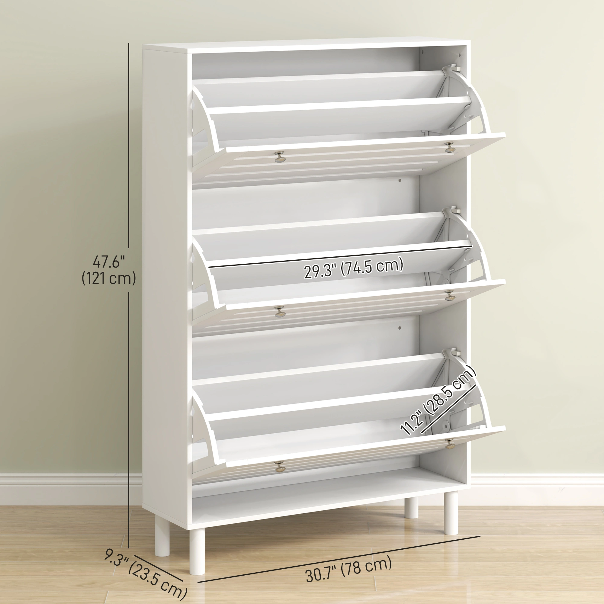 Shoe Storage Cabinet - Modern Entryway Organizer with Doors, Space-Saving Slim Design for Hallway, Bedroom, or Closet Use view 2