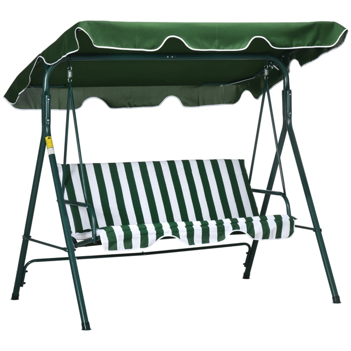 3-Seat Outdoor Patio Swing Chair with Canopy, Garden Wicker Hanging Chair with Cushions - Green view 3