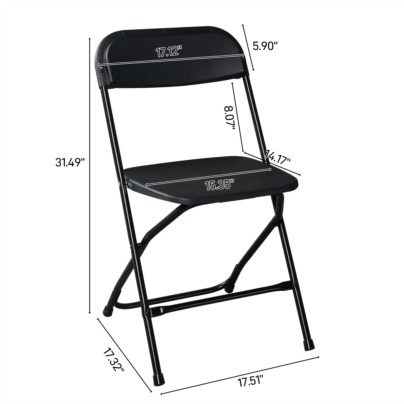 10pcs Injection Molding Classic Garden Plastic Folding Chair Black view 2