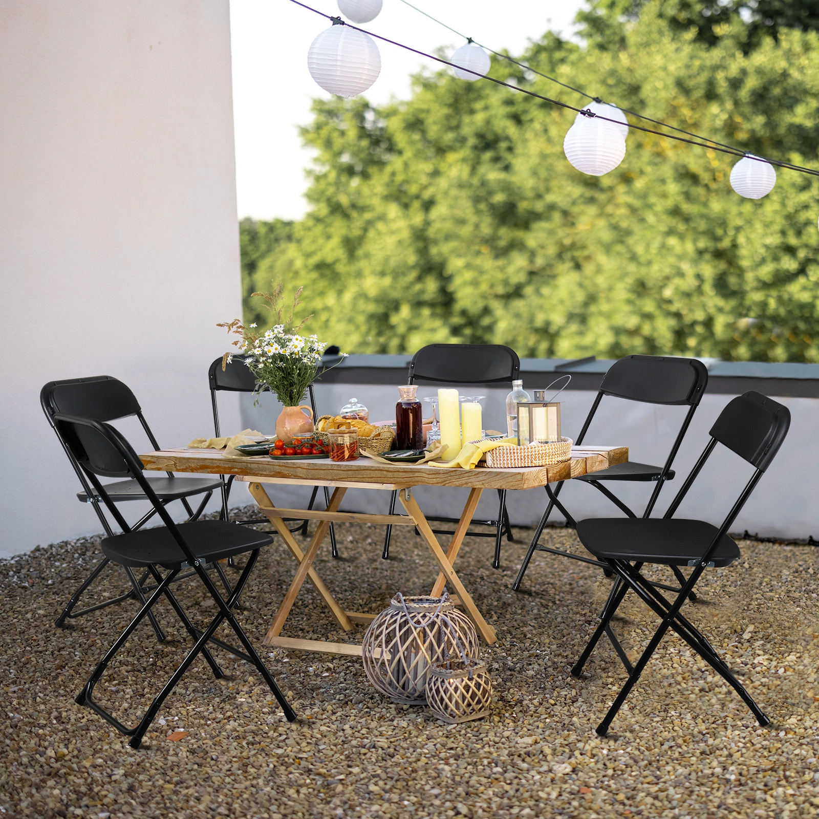 10pcs Injection Molding Classic Garden Plastic Folding Chair Black view 21
