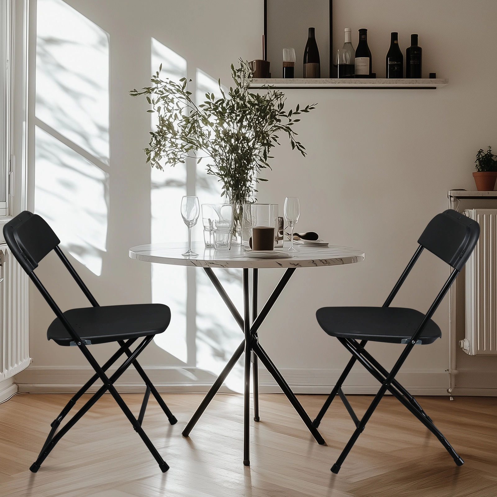 10pcs Injection Molding Classic Garden Plastic Folding Chair Black view 27